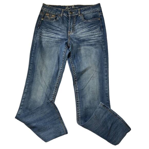 Royal Premium Jeans Women's Size 6 Embroidered Whiskers Bleu Denim - Picture 8 of 11